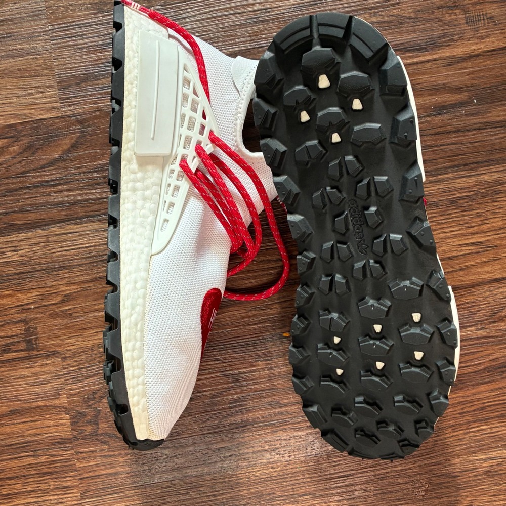 Adidas Pharrell Williams Human Made Hu NMD Shoes Mens Size 10 White Red EF7223 - Picture 7 of 10